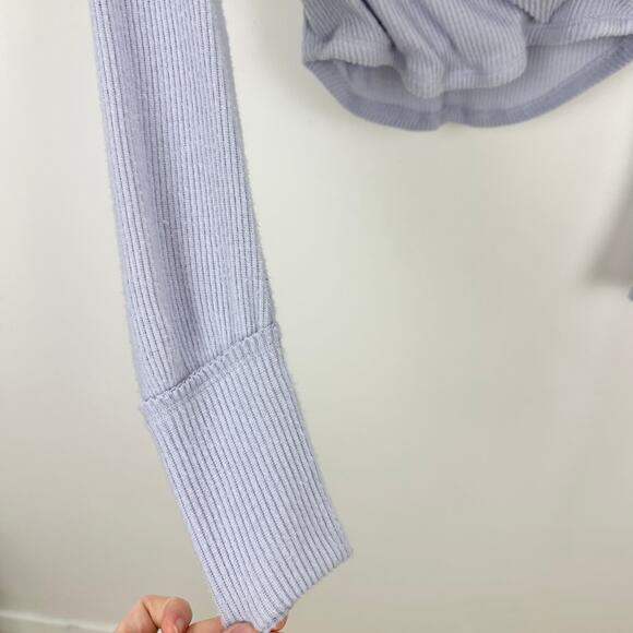 Free People Hold Me Close Wrap Top Long Sleeve Ribbed Balletcore Pilates XS NWT - Picture 9 of 11
